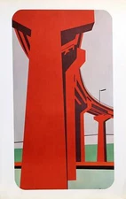Unknown Artist, Red Bridge, Screenprint, signed 'Lucping' and numbered in pencil