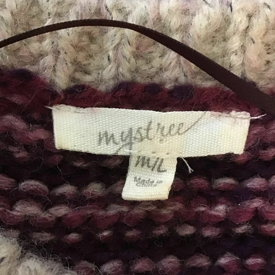 Suéter mohair de lana a rayas altas bajas difuso Mystree talla mediana para mujer Foto 3 de 4