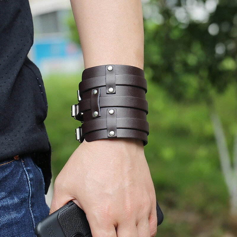 Discover 155+ gothic leather bracelets kidsdream.edu.vn
