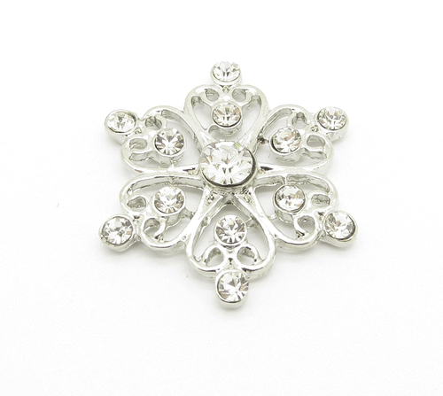 10 SILVER FILIGREE FLOWER DIAMANTE/RHINESTONE EMBELLISHMENTS APPROX 3CM - Picture 1 of 3