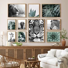 African animals Gallery wall set of 10, safari animals prints digital download