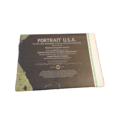 1976 Portrait USA - National Geographic: Landsat image & Drawn- 42.5 x 29.5 inch