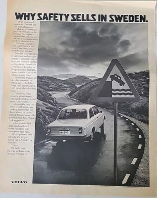 1972 Volvo Car why safety sells in Sweden vintage ad