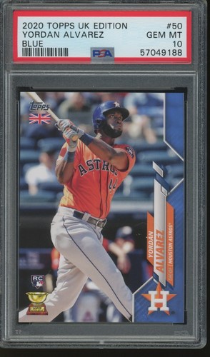 2020 Topps UK Edition Baseball Yordan Alvarez ASTROS #50 Blue /75 PSA 10