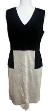 St. John Womens Size 8 Milano V- Neck Knit Dress Sleeveless Black Wool Rayon