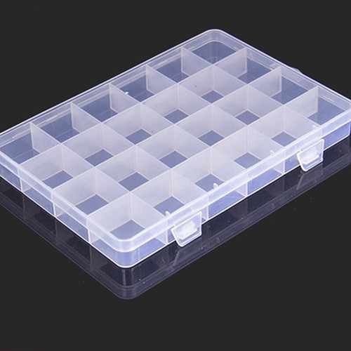 24 rejillas caja de almacenamiento de plástico joyería cuentas puntas de uñas soporte de monedas estuche organizador - Imagen 3 de 5