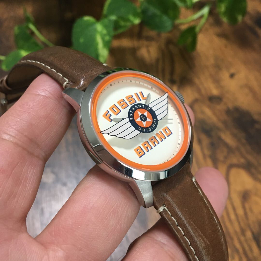 FOSSIL ブラウンレザー アナログ腕時計 FOSSIL（フォッシル）の「フォッシル 腕時計 メンズ アナログ レザー