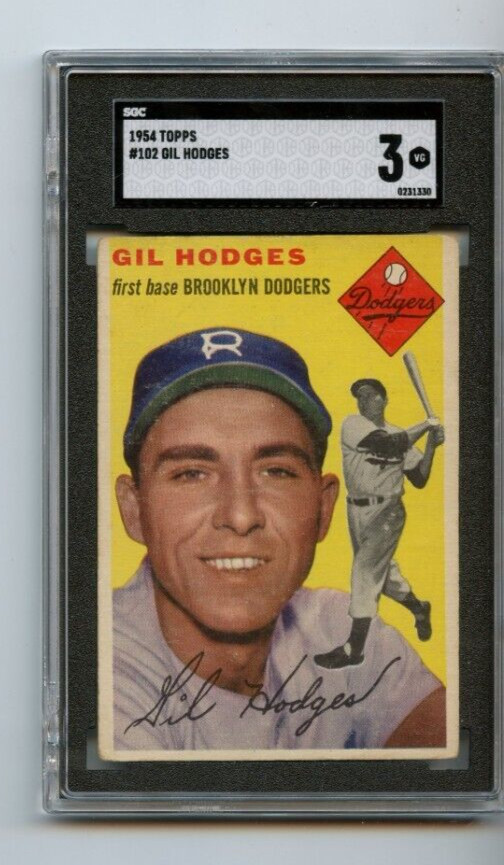 1954 Topps Gil Hodges Brooklyn Dodgers #102 💥💥🎆 SGC Graded 3