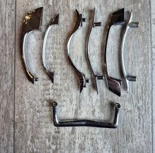 Mid Century Modern Drawer Pulls Lot Of 7 Silver Chrome Retro Assorted