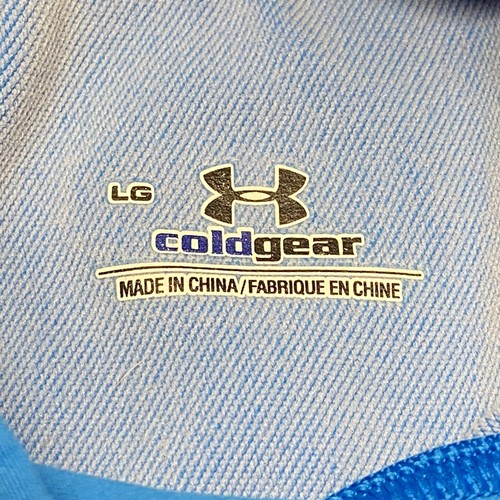 Under Armour Coldgear Boys L Mock Neck Compression Top Blue/Black Long Sleeve - Picture 10 of 11