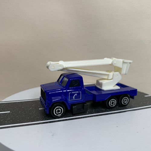 Majorette Movers #283/251 GMC Crane Phone Cable Truck Blue/White 1:100 VTG NM - Picture 6 of 14