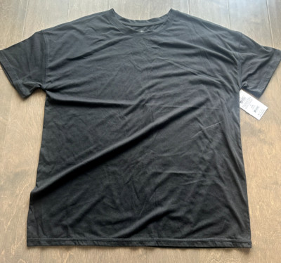 Joyspun Boyfriend T Shirt Short Sleeve Solid Black Cotton Blend Women Small 4-6