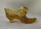 Vintage Fenton Hobnail Cat Head Amber Glass Shoe Boot