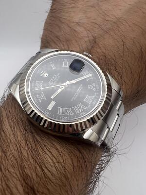 Rolex Datejust II 41 116634 18K Fluted Black Roman Numerals Dial
