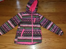 THE CHILDREN'S PLACE MULTI COLORED AND BLACK HOODED JACKET SIZE 10/12