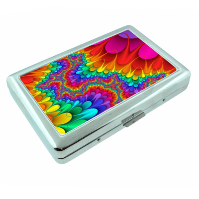 Groovy Rainbow Em1 Silver Metal Cigarette Case RFID Protection Wallet