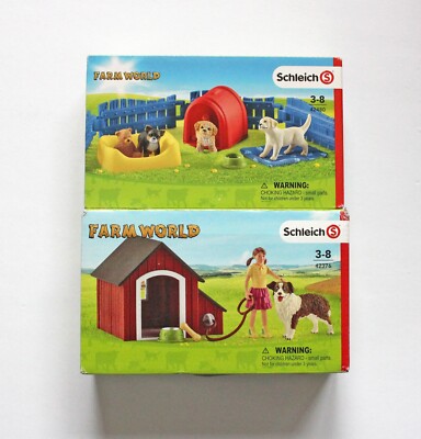 NEW Schleich Farm World 42480 Puppy Pen + 42376 Dog Kennel
