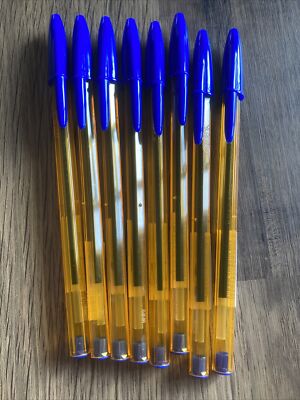 BIC Cristal Original 0,8 mm FEIN Blau Kugelschreiber, Transparent 872730 (PKT 8)