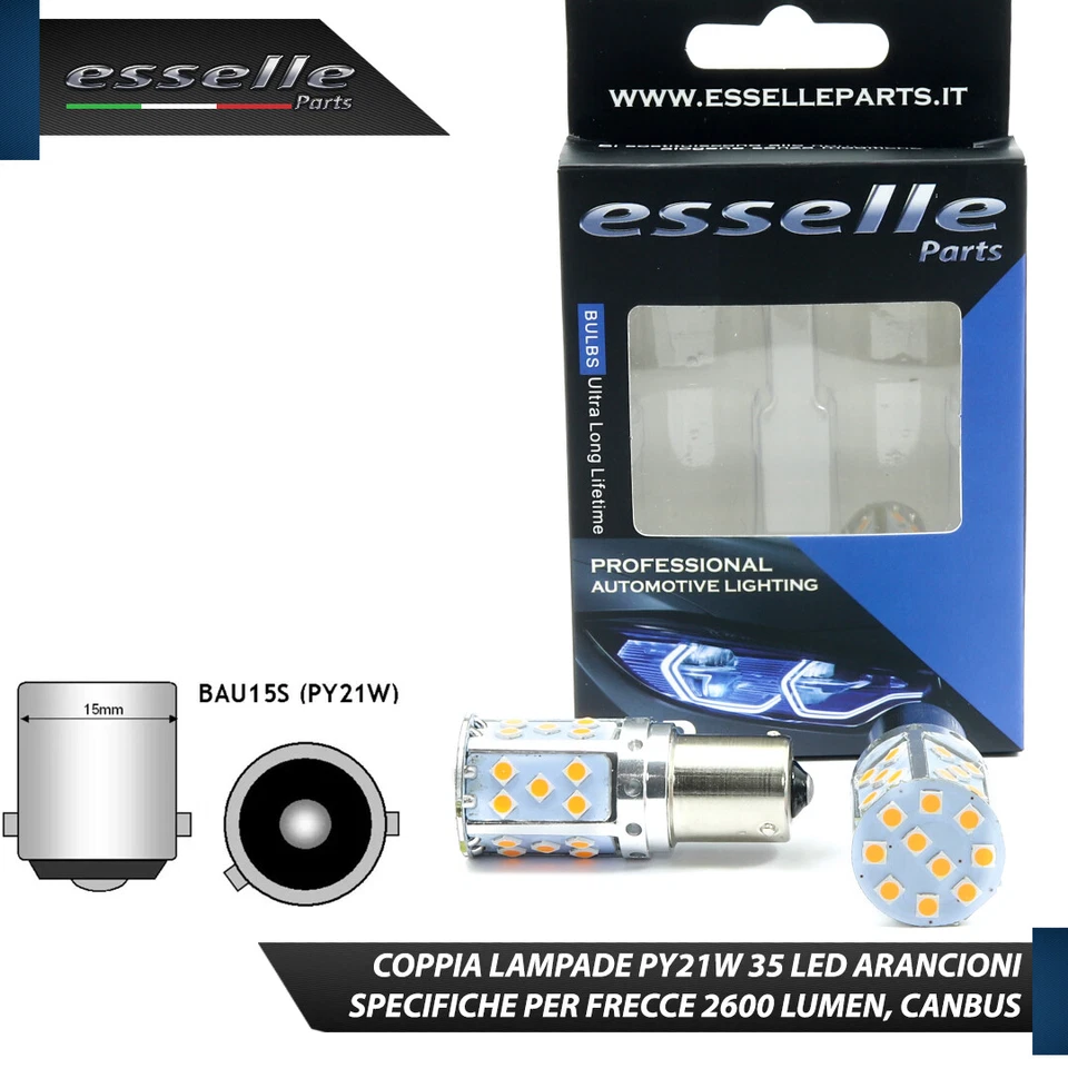 COPPIA LED PY21W FRECCE ANTERIORI PER NISSAN TERRANO 2 CON FRECCIA TRASPARENTE - Immagine 4 di 4