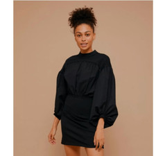 Topshop Women’s Poplin Stretch Dress sz 4 Mockneck # C757