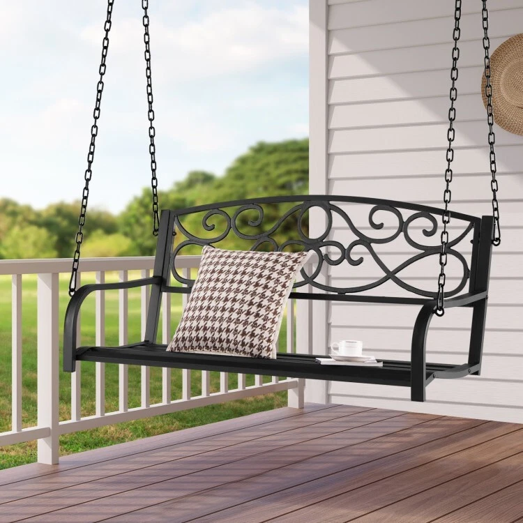 Hanging patio bench deals