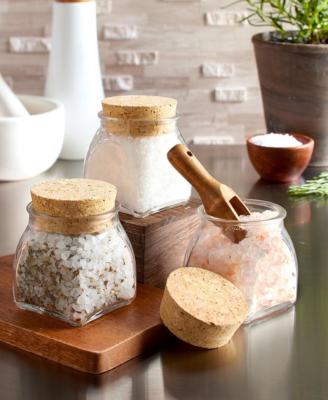 3-PIECE HIMALAYAN TABLE SALT GIFT SET W/MINI WOODEN SCOOP GREAT HOSTESS GIFT