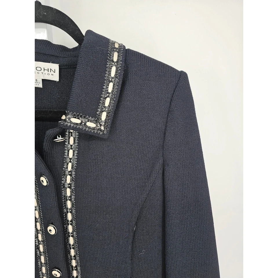 Conjunto Blazer y Pantalones Santana Tejido Mujer Colección St John Talla 4/6 Negro Azul Foto 4 de 4