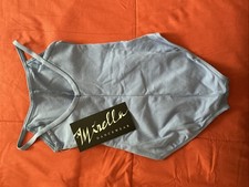 NWT Mirella Princess Seam V-Front Camisole Dance Leotard Medium Light Blue