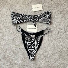 NWT Mara Hoffman Kai Bikini Top  Coco Bottom Set in Black/White Size XL