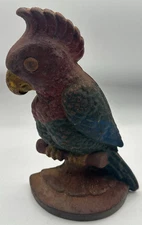 Antique Hubley Cast Iron Parrot Bird Doorstop 8" Original Hand-Painted Finish