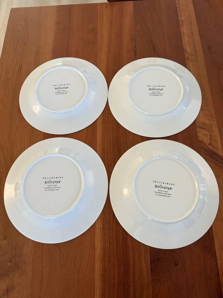 Juego de 4 platos de postre de ensalada Pottery Barn Santa Reno 8,5" Navidad Foto 3 de 4