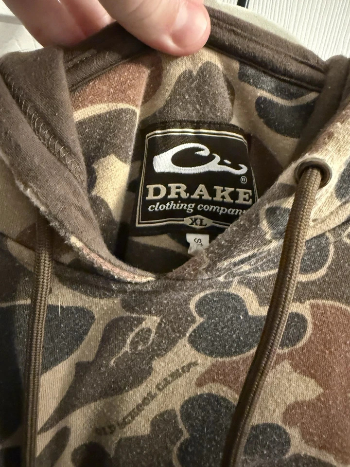 Drake Waterfowl Mens Hoodie Pullover Fleece Sweatshirt  XL Old School Camo Duck - Image 3 of 3
