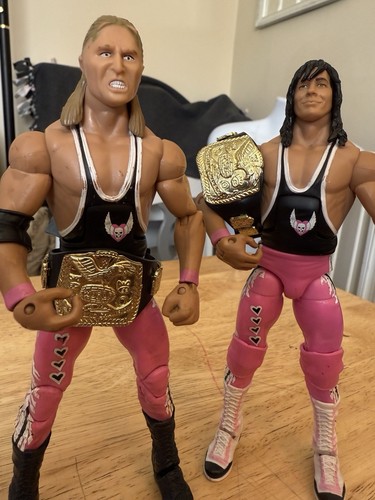 WWE Elite Custom Owen Hart e Bret Hart WrestleMania The Hart Foundation - Foto 15 di 24