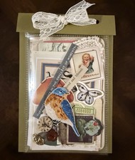 Vintage Style Junk Journal Ephemera Kit Embellishments Trinkets Tags Paper