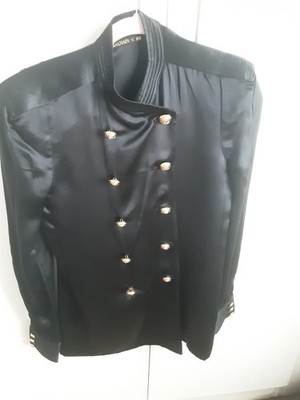 Balmain H&M black silk  blouse with gold buttons size 6