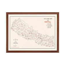 Old Map of Nepal 1969 - Vintage Nepal Art Wall Decor