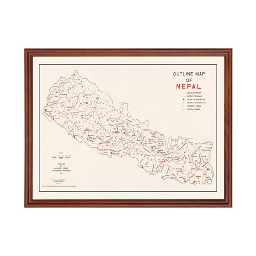 Alte Karte von Nepal 1969 - Vintage Nepal Kunst Wanddeko - Bild 1 von 29