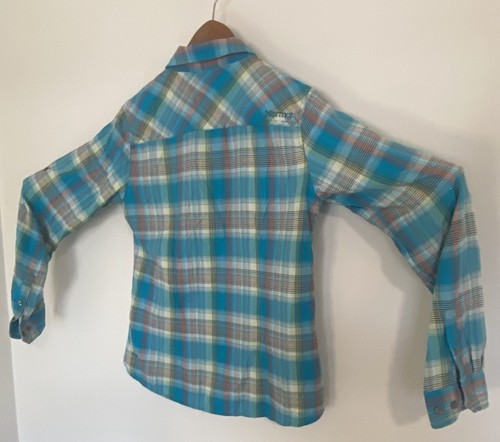Women's Marmot Bright Blue Plaid Camp Style Long Sleeve Shirt- SizeM-Very Nice - Picture 3 of 15