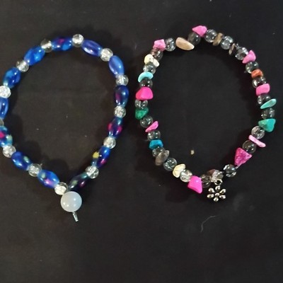 Cosmic Blue Braclet And Natural Stone Braclet Combo .Perfect For Casual Style 