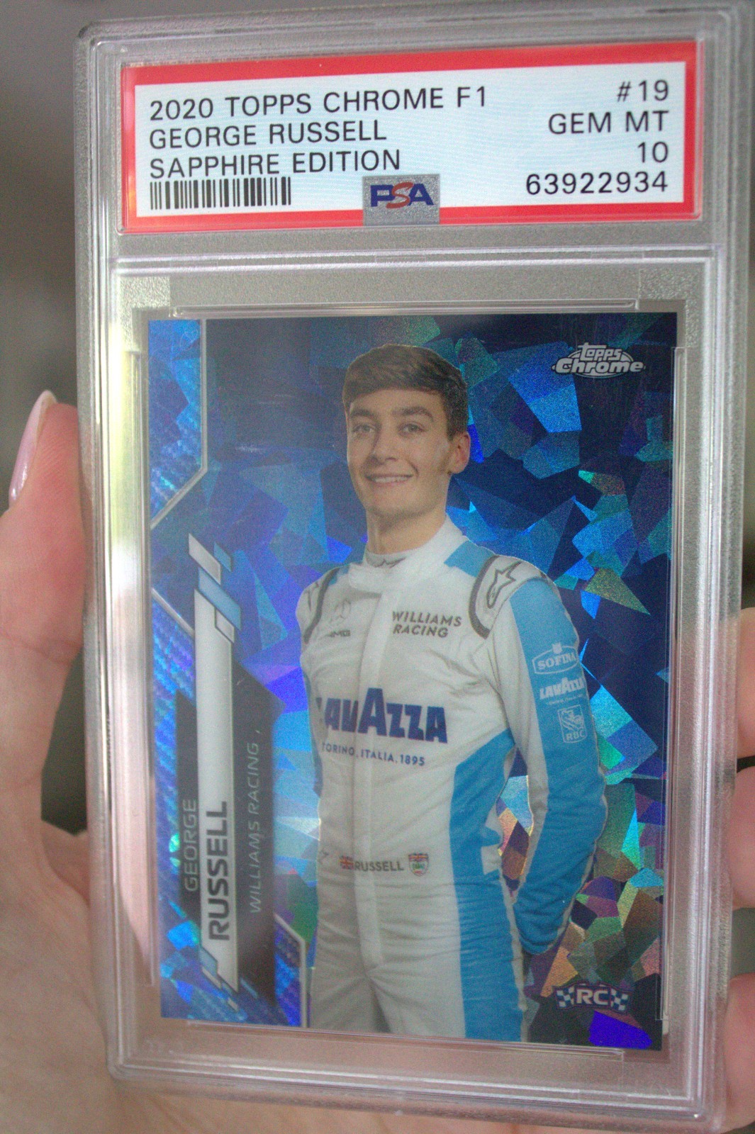 2020 Topps Chrome Sapphire Edition Formula 1 - George Russell #19 (RC) PSA 10 view 2