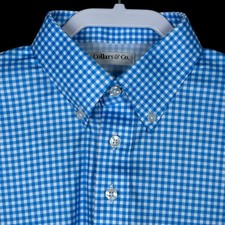 Collars  Co Polo Shirt Mens S Light Blue Gingham Button Down Dress Collar NEW