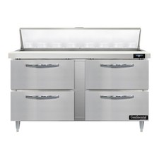 Continental Refrigerator D60N16-D 60" Two Section Sandwich / Salad Prep Table...