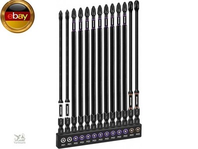GEINXURN 13tlg. Pozidriv Schrauber Bit Set Schlagfester PZ1 PZ2 PZ3 150mm