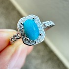 925 Sterling Silver Ring 5x3mm Natural Blue Turquoise Gemstone Zircon Jewelry — photo 1