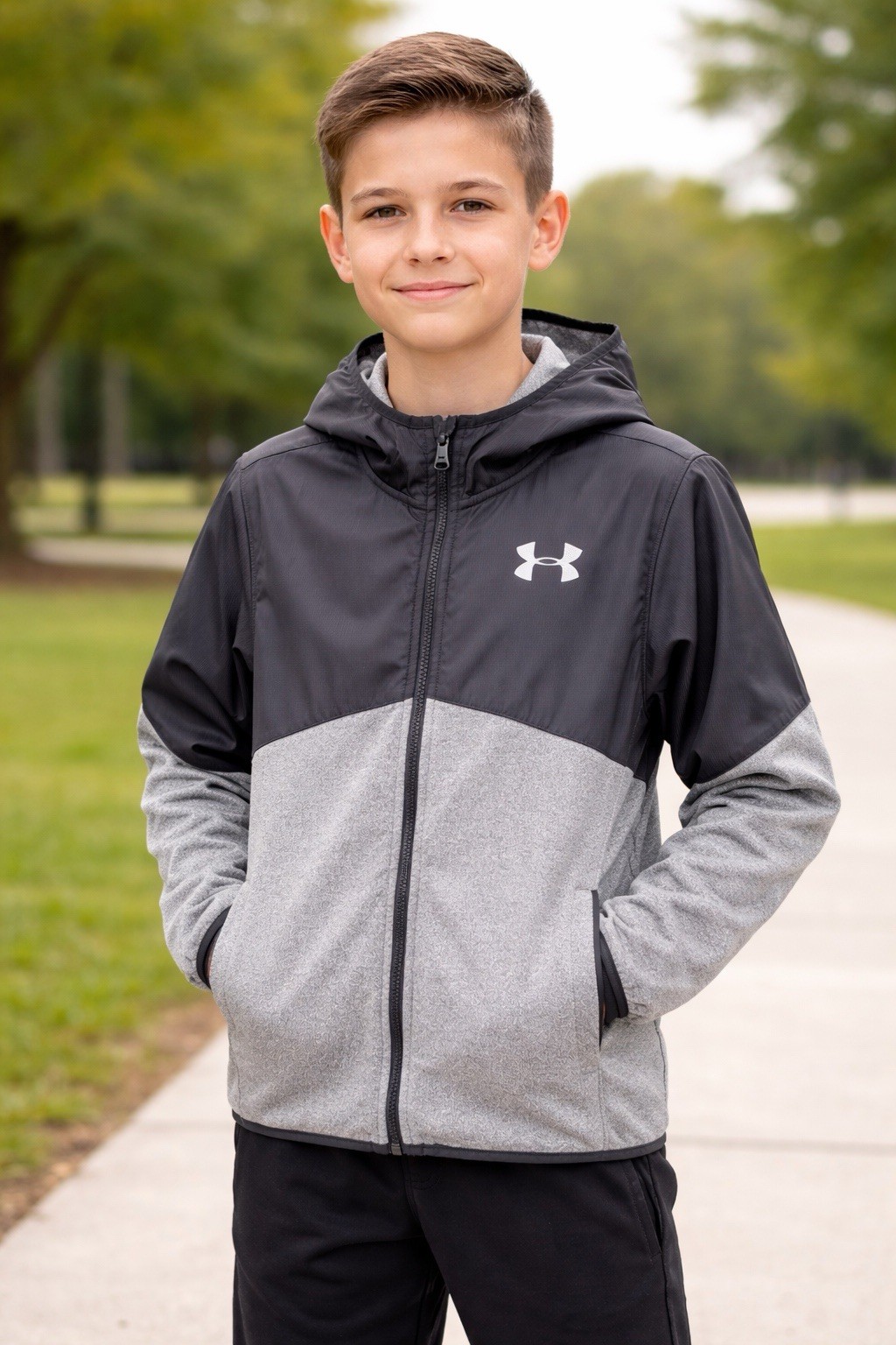 Under Armour North Rim Heathered Micro Fleece Zipperdown Jacket Youth Large