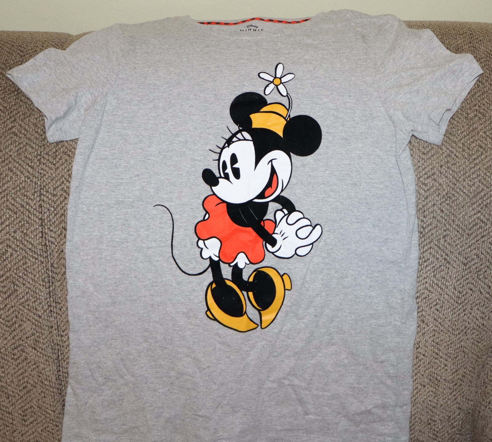 Women's Disney Minnie Mouse Gray T Shirt Size L