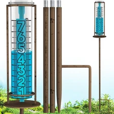 Rain Gauge Outdoor, Upgraded Accurate Rain Gauge with Adjustable Height & Large