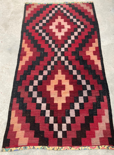 Vintage Traditional Handmade Beautiful Turkish Kilim Floor Rug Carpet 186x95 cm