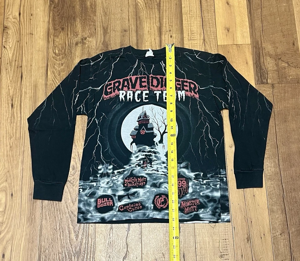 Camisa de colección “Grave Digger Race Team” Haunted House & Lightning AOP/Talla: Juvenil M Foto 4 de 4
