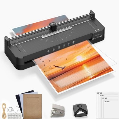 Laminator Machine with 50pcs Laminating Pouches Sheets, 9 in 1 Laminator 13-i...